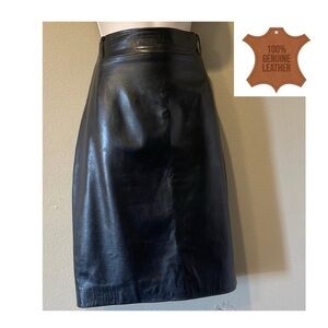 Norma Kamala Black Leather Pencil Skirt, 10
